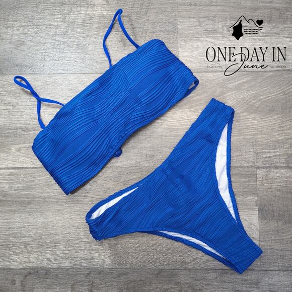Zaful Textured Bandeau Bikini Swimsuit Size M - Picture 1 of 5